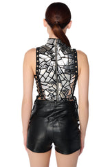 MIRRORED SIDE TIE MOCK NECK CROP TOP