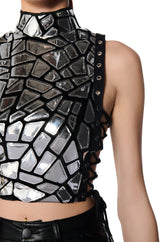 MIRRORED SIDE TIE MOCK NECK CROP TOP
