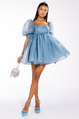 MISS HONEY LONG SLEEVE BABYDOLL MINI DRESS