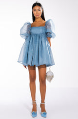 MISS HONEY LONG SLEEVE BABYDOLL MINI DRESS