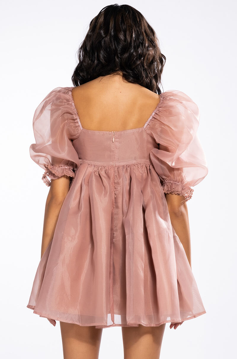 MISS HONEY SHORT SLEEVE BABYDOLL MINI DRESS