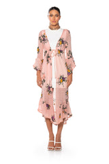 MISS HONEY LONG SLEEVE FLORAL DUSTER SWEATER