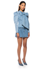 MISS INDEPENDENT DENIM LONG SLEEVE BLOUSE
