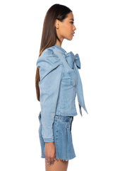 MISS INDEPENDENT DENIM LONG SLEEVE BLOUSE