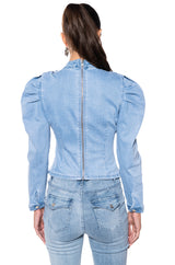 MISS INDEPENDENT DENIM LONG SLEEVE BLOUSE