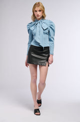 MISS INDEPENDENT DENIM LONG SLEEVE BLOUSE