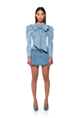 MISS INDEPENDENT DENIM LONG SLEEVE BLOUSE