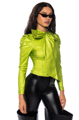 MISS INDEPENDENT SATIN LONG SLEEVE BLOUSE