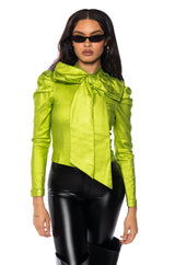 MISS INDEPENDENT SATIN LONG SLEEVE BLOUSE