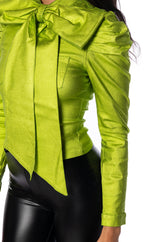 MISS INDEPENDENT SATIN LONG SLEEVE BLOUSE