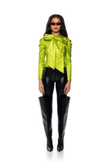 MISS INDEPENDENT SATIN LONG SLEEVE BLOUSE