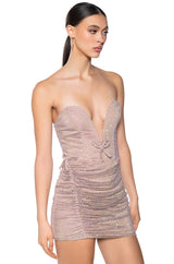 MISS THANG RHINESTONE MESH MINI DRESS