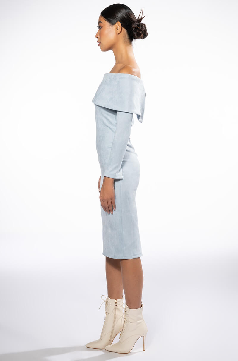 SEXY FAUX SUEDE DRESSY MIDI
