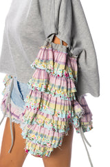 MODERN ESSENCE RUFFLE SLEEVE PULLOVER