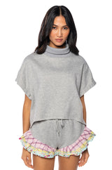 MODERN ESSENCE RUFFLE SLEEVE PULLOVER