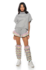 MODERN ESSENCE RUFFLE SLEEVE PULLOVER