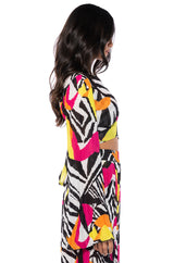 MONICA PLEATED CHIFFON TIE FRONT TOP
