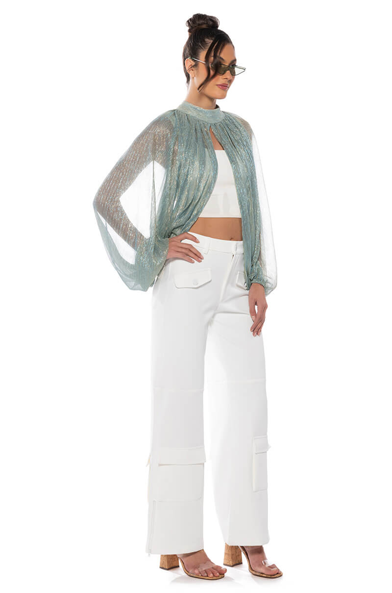 MONICA SHEER OVERLAY BLOUSE