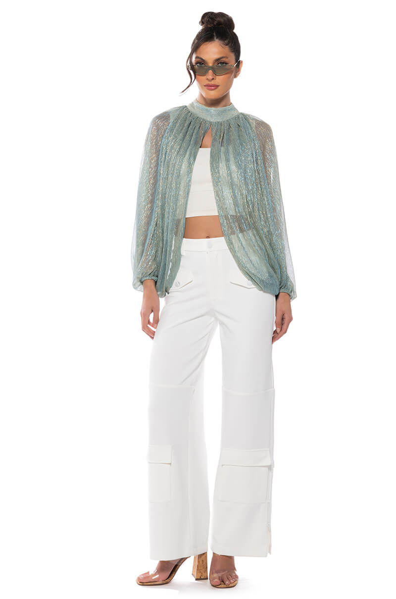 MONICA SHEER OVERLAY BLOUSE