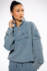 MONTE COZY POCKET DETAIL HALF ZIP SWEATSHIRT