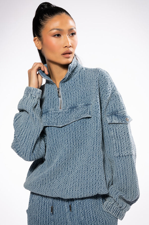 MONTE COZY POCKET DETAIL HALF ZIP SWEATSHIRT