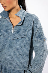 MONTE COZY POCKET DETAIL HALF ZIP SWEATSHIRT