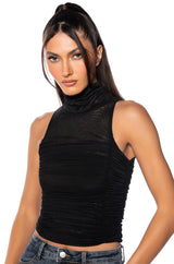 MORA MOCK NECK MESH TOP