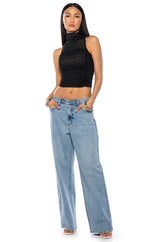 MORA MOCK NECK MESH TOP