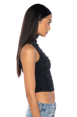 MORA MOCK NECK MESH TOP