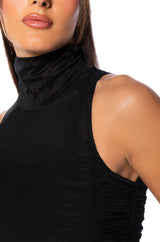 MORA MOCK NECK MESH TOP