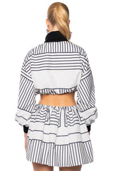 MORGAN BLOUSON SLEEVE PRINTED TURTLENECK BLOUSE