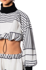 MORGAN BLOUSON SLEEVE PRINTED TURTLENECK BLOUSE