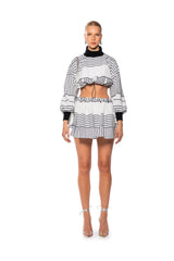 MORGAN BLOUSON SLEEVE PRINTED TURTLENECK BLOUSE