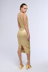MOVE YOUR BODY METALLIC MIDI DRESS IN GOLD
