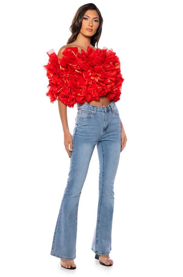 MUST BE DREAMING RUFFLE CROP BLOUSE