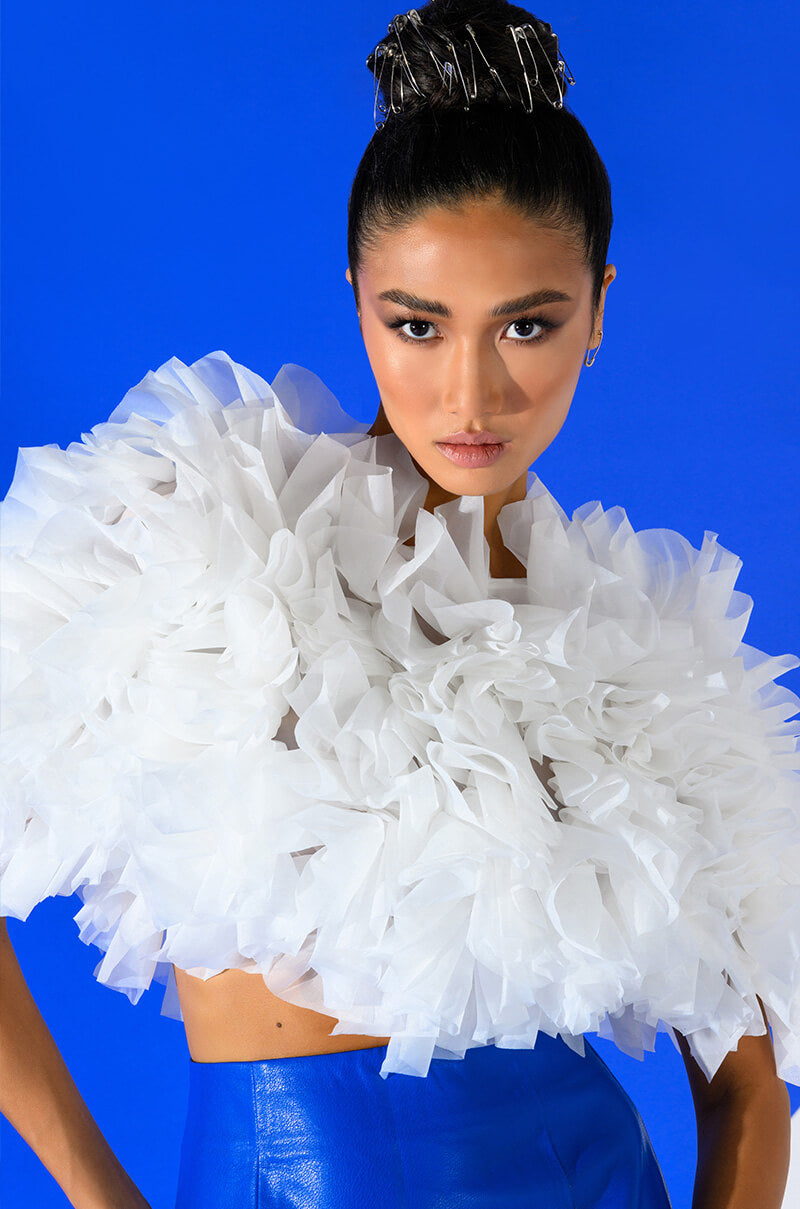MUST BE DREAMING RUFFLE CROP BLOUSE
