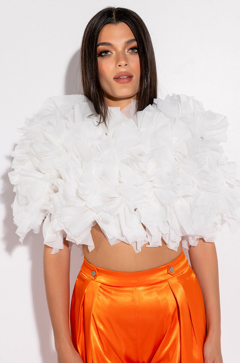 MUST BE DREAMING RUFFLE CROP BLOUSE