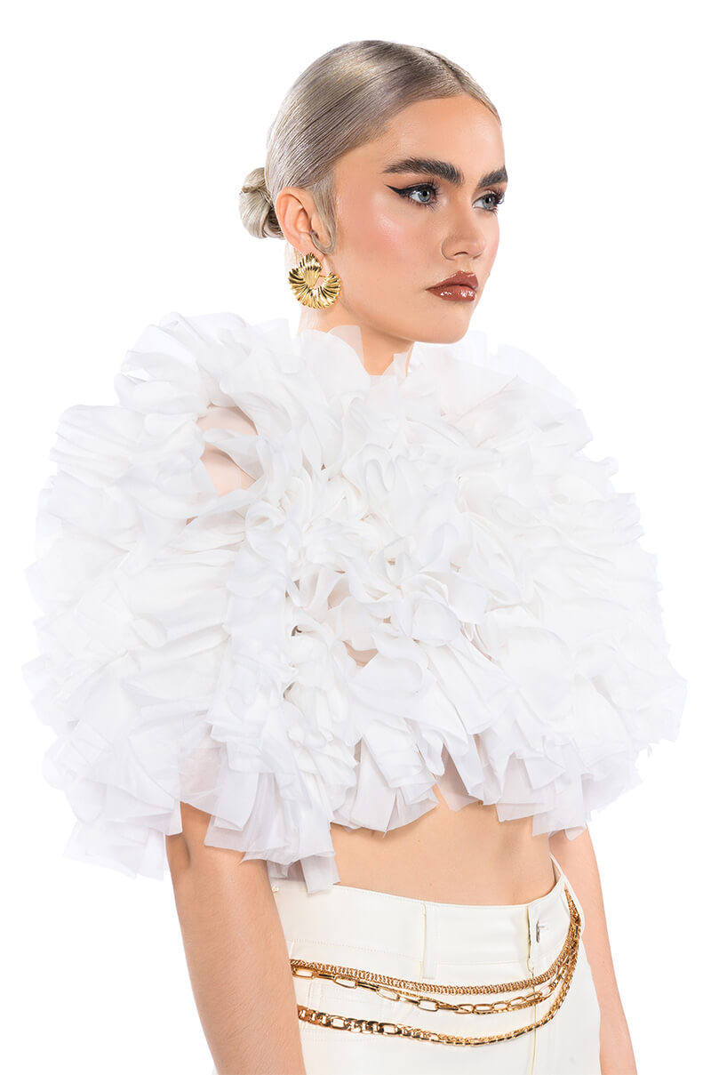 MUST BE DREAMING RUFFLE CROP BLOUSE