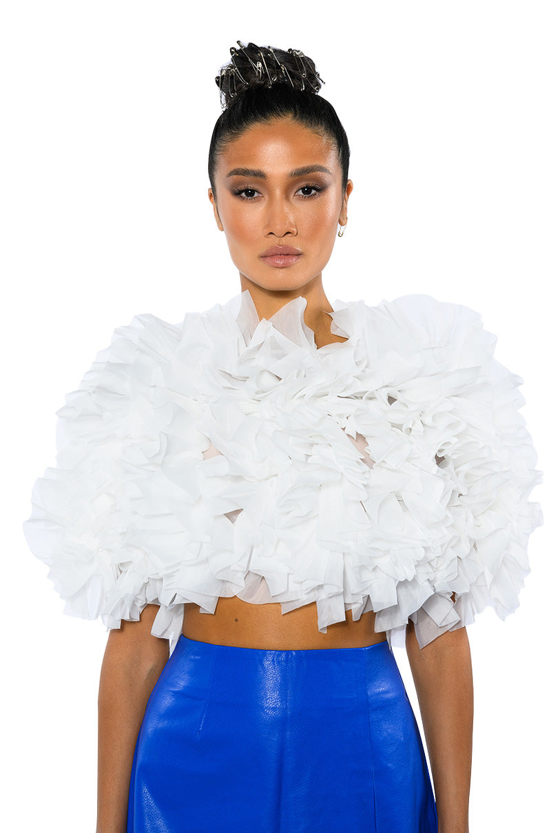 MUST BE DREAMING RUFFLE CROP BLOUSE