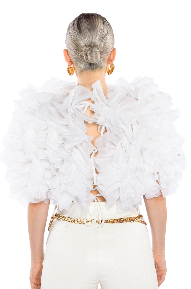 MUST BE DREAMING RUFFLE CROP BLOUSE