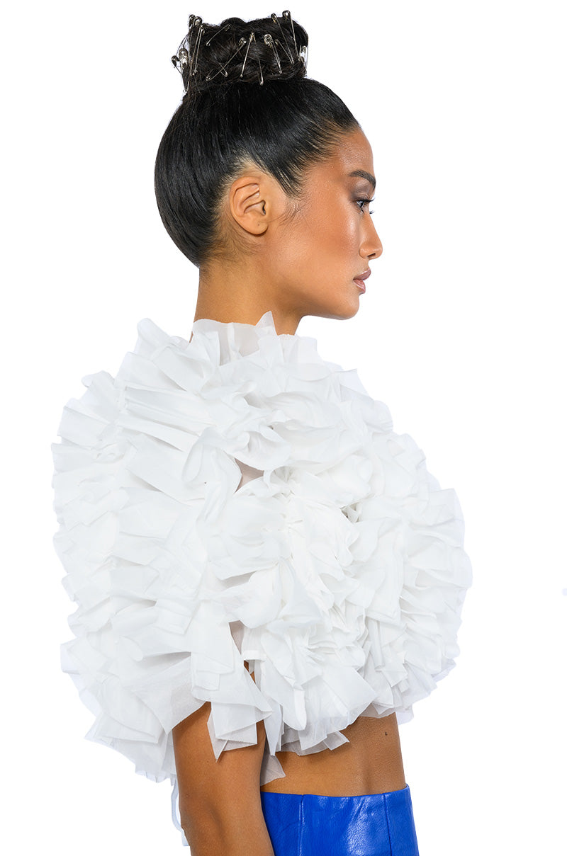 MUST BE DREAMING RUFFLE CROP BLOUSE