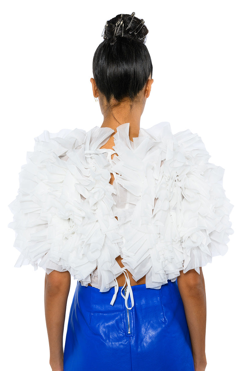 MUST BE DREAMING RUFFLE CROP BLOUSE