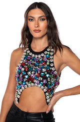 MY OWN JEWELS SLEEVELESS RHINESTONE TOP