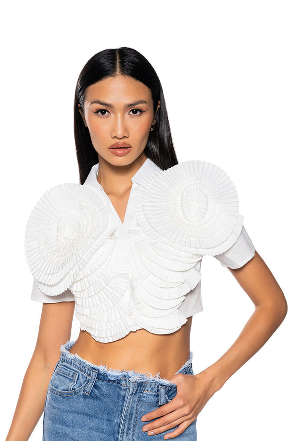 MYRA TEXTURED COLLARED TOP