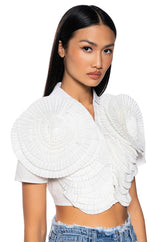 MYRA TEXTURED COLLARED TOP