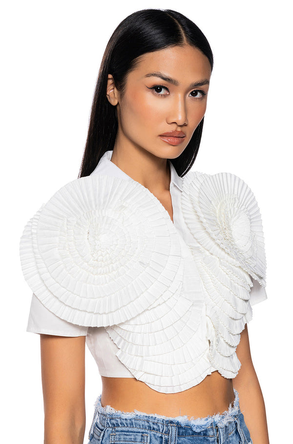 MYRA TEXTURED COLLARED TOP