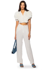 MYRA TEXTURED COLLARED TOP