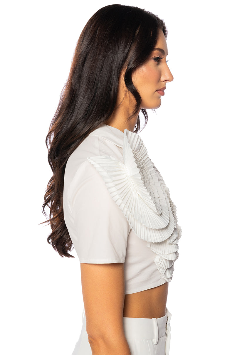 MYRA TEXTURED COLLARED TOP