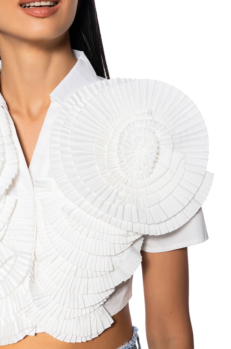 MYRA TEXTURED COLLARED TOP