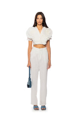MYRA TEXTURED COLLARED TOP